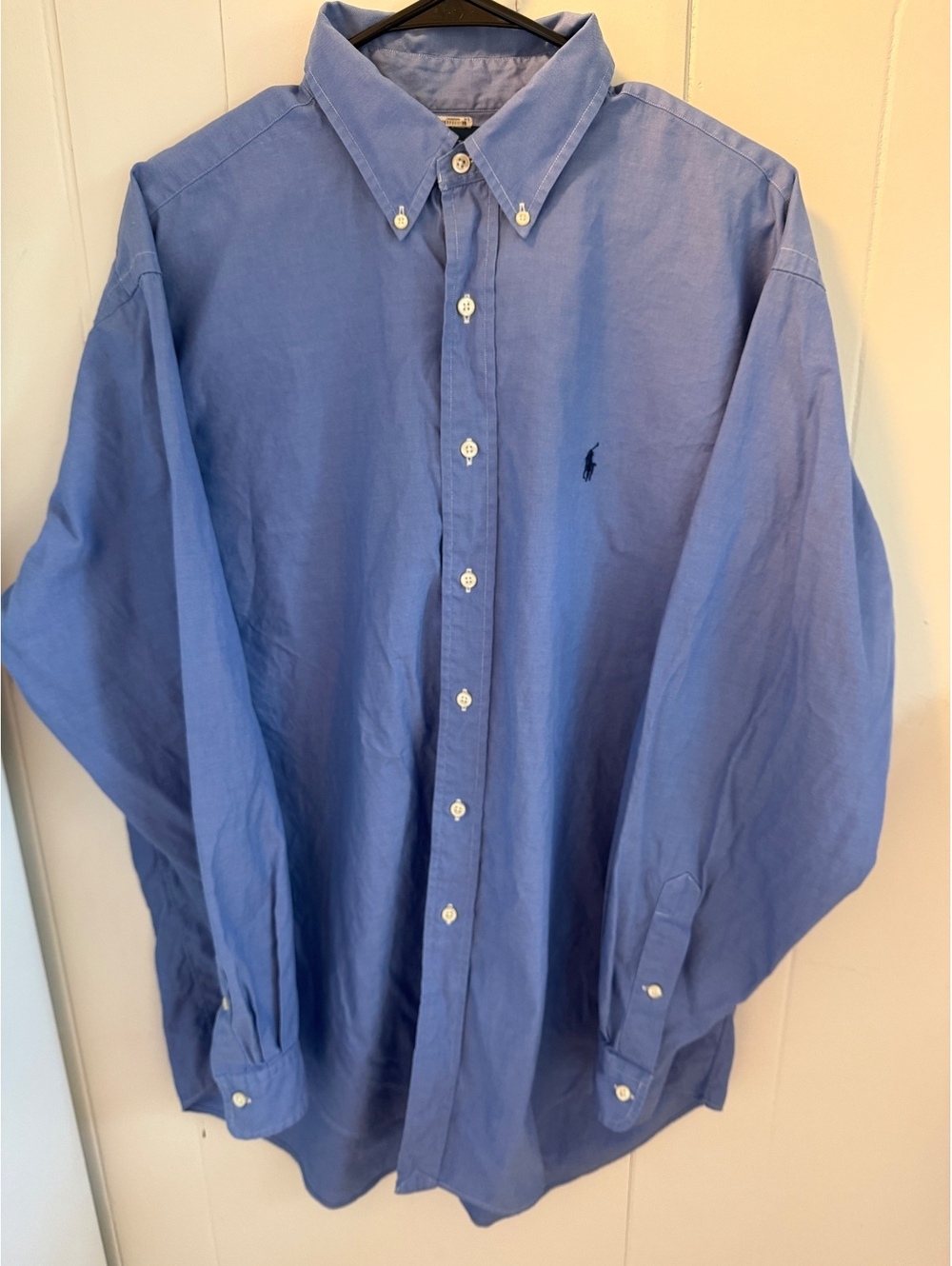 Ralph Lauren Yarmouth Blue Button-Down Cotton Dress Shirt Size 16 1/2 34/35